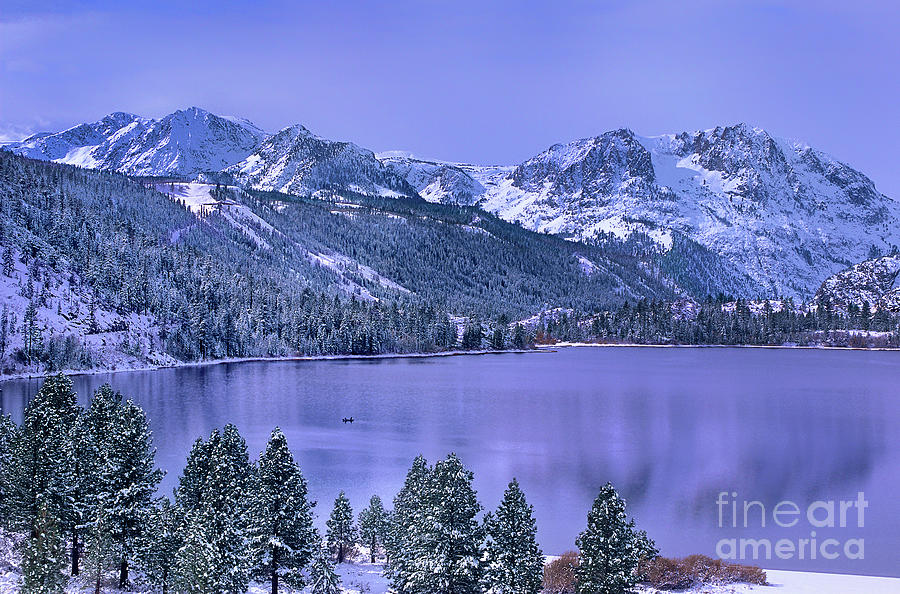 Boater On June Lake Winter Eastern Sierras California Photograph by Dave Welling