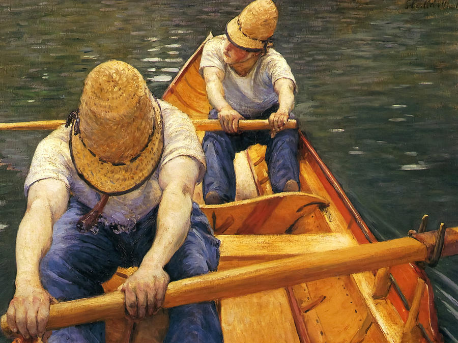 Boaters Rowing On The Yerres By Gustave Caillebotte Painting