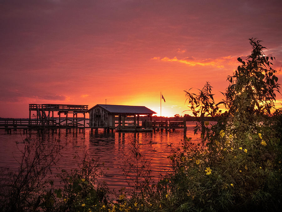 Sunset Behind the Boathouse at Hagley Landing Photograph by CJ Uricks