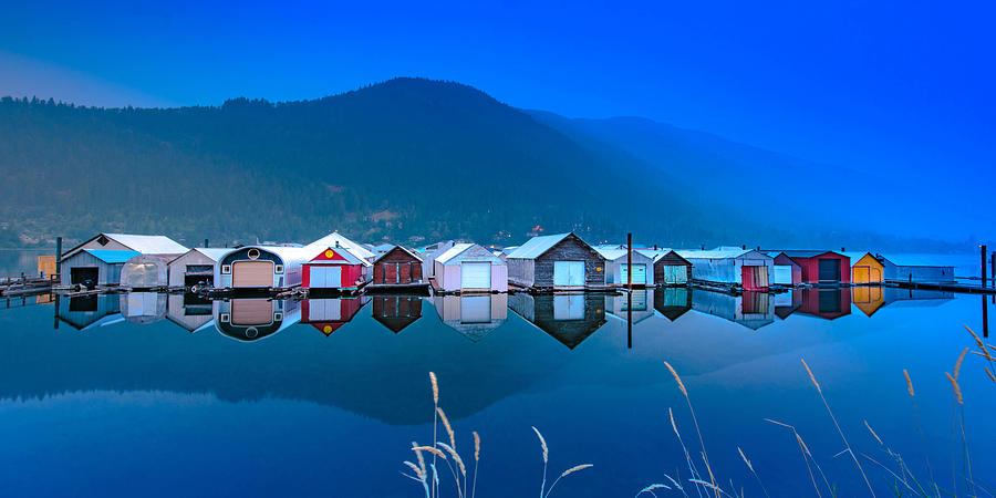 Boathouse Blues Panorama Photograph by Joy McAdams