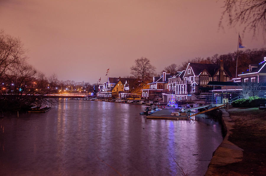 Boathouse Row After Dark - Philadelphia Photograph by Bill Cannon