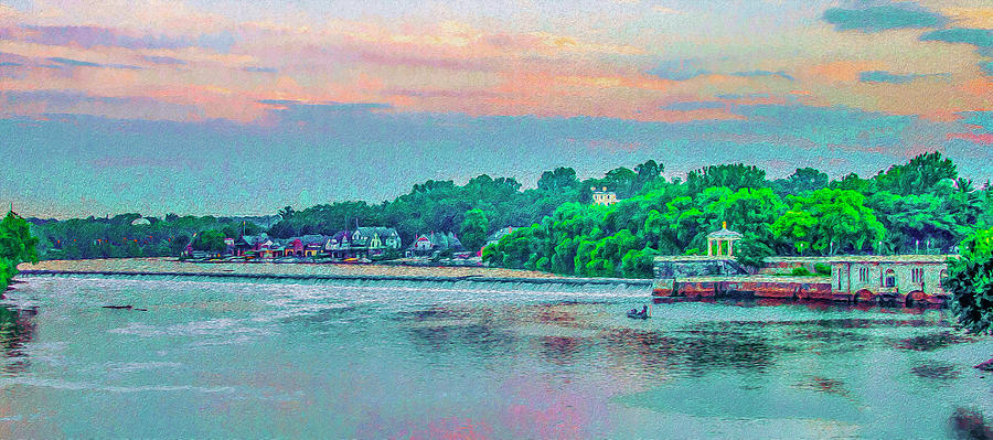 Boathouse Row from Fairmount Dam Rendoring Photograph by Bill Cannon