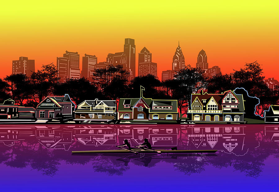 Boathouse Row Sunset Digital Art by Bekim M