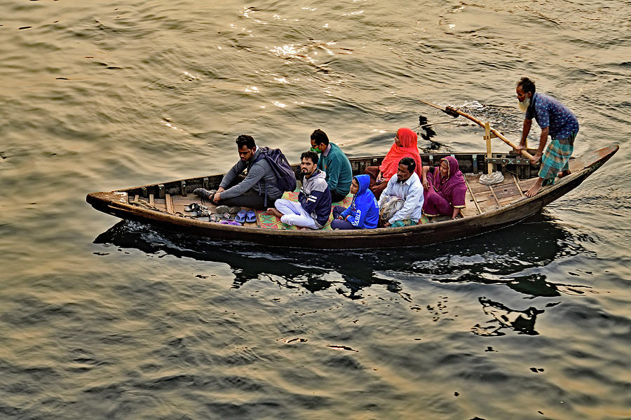 Boatman Ferrying Passengers Across Buriganga River - Dhaka, Bangladesh Photograph by Amazing Action Photo Video