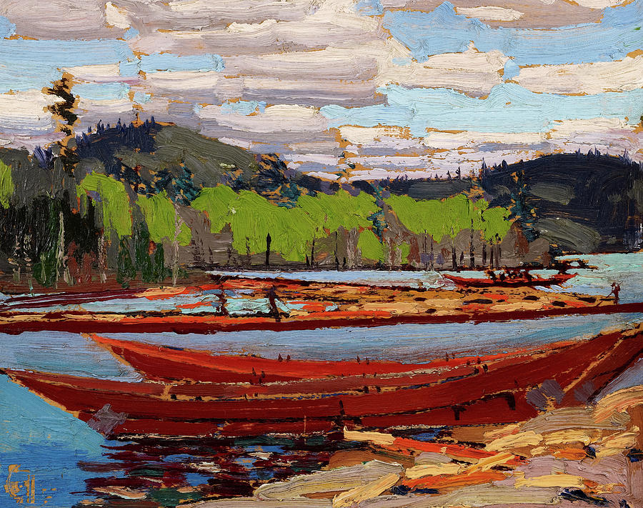 Sunset Painting - Boats, 1916 by Tom Thomson