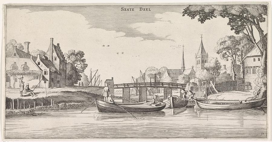 Boats at a Jetty in a Village, Jan van de Velde Painting by MotionAge Designs