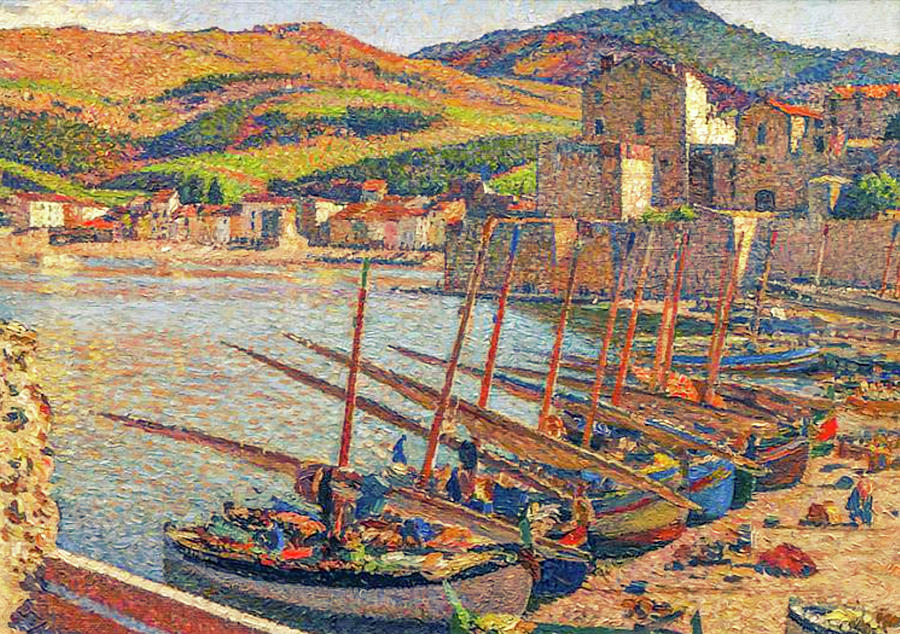 Boats at Collioure by Henri Martin Painting by Henri Martin