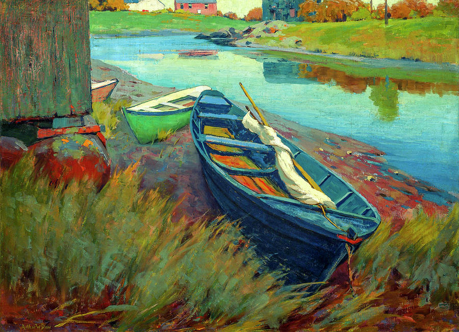 Boats at Rest by Arthur Wesley Dow Painting by Arthur Wesley Dow