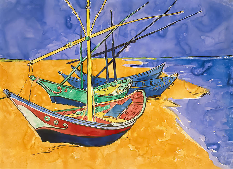 Vincent Van Gogh Painting - Boats at Saintes-Marie by Vincent van Gogh