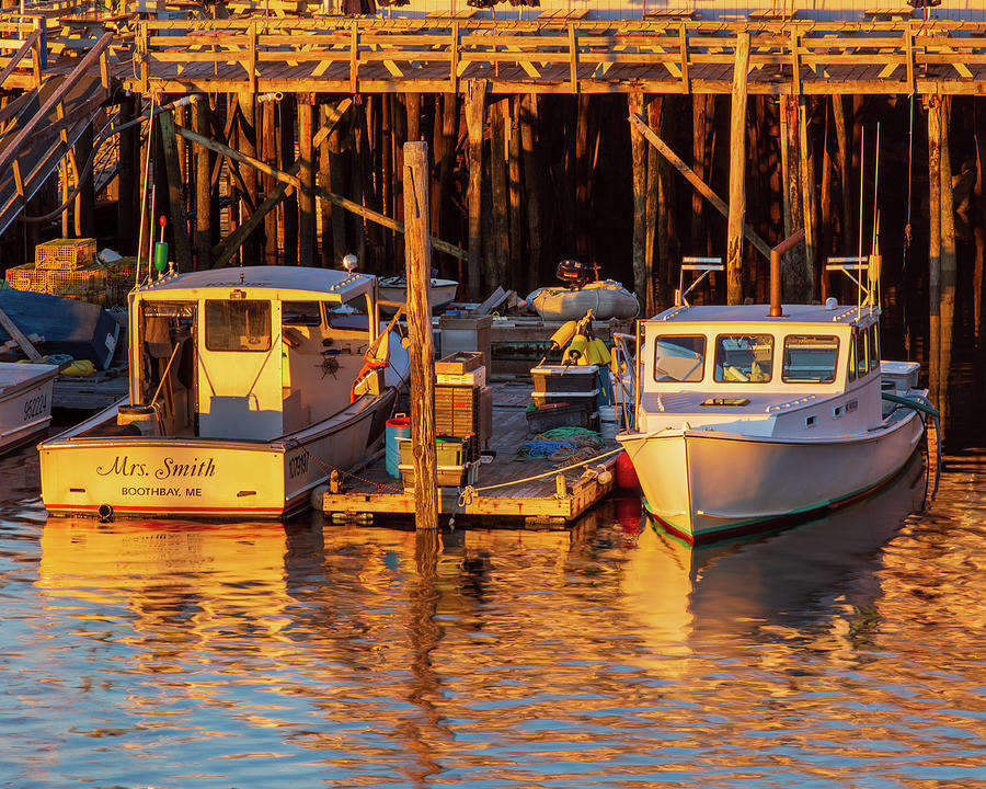 Boats at the dock in Maine Photograph by Kyle Lee