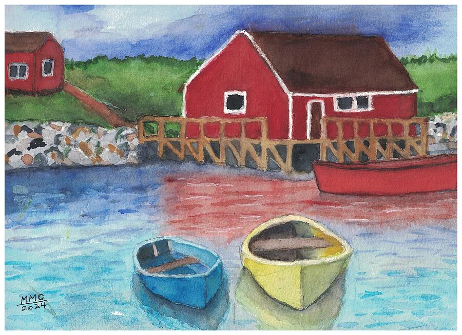 Boats At The Dock Painting