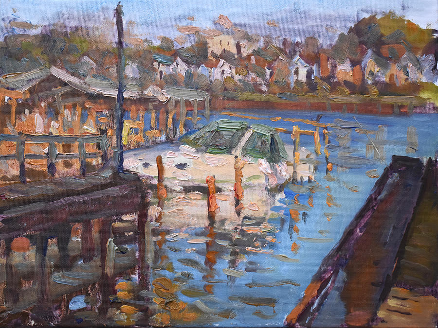 Boat Painting - Boats at the Dock by Ylli Haruni