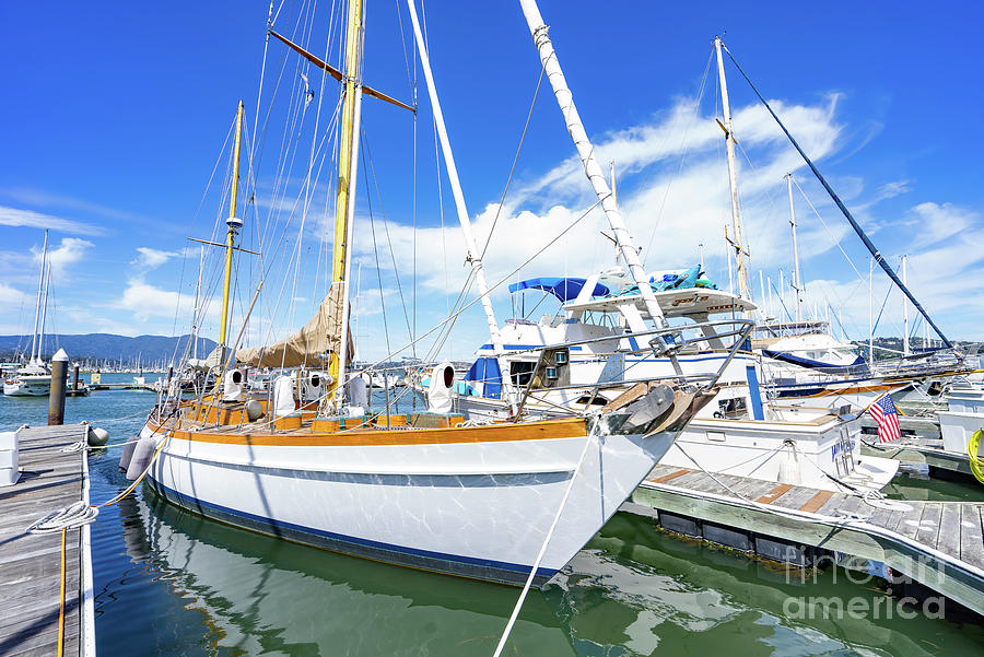 Boats at the Sausalito Harbor Docks in Sausalito California DSC7099 Photograph by Wingsdomain Art and Photography