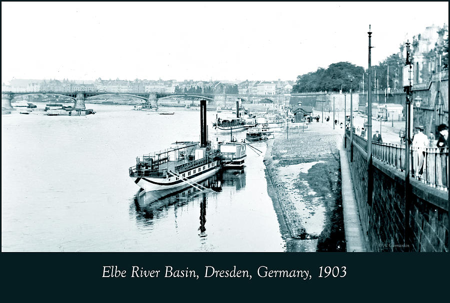 Boats, Elbe River Basin, Dresden, Germany, 1903 Photograph by A Macarthur Gurmankin