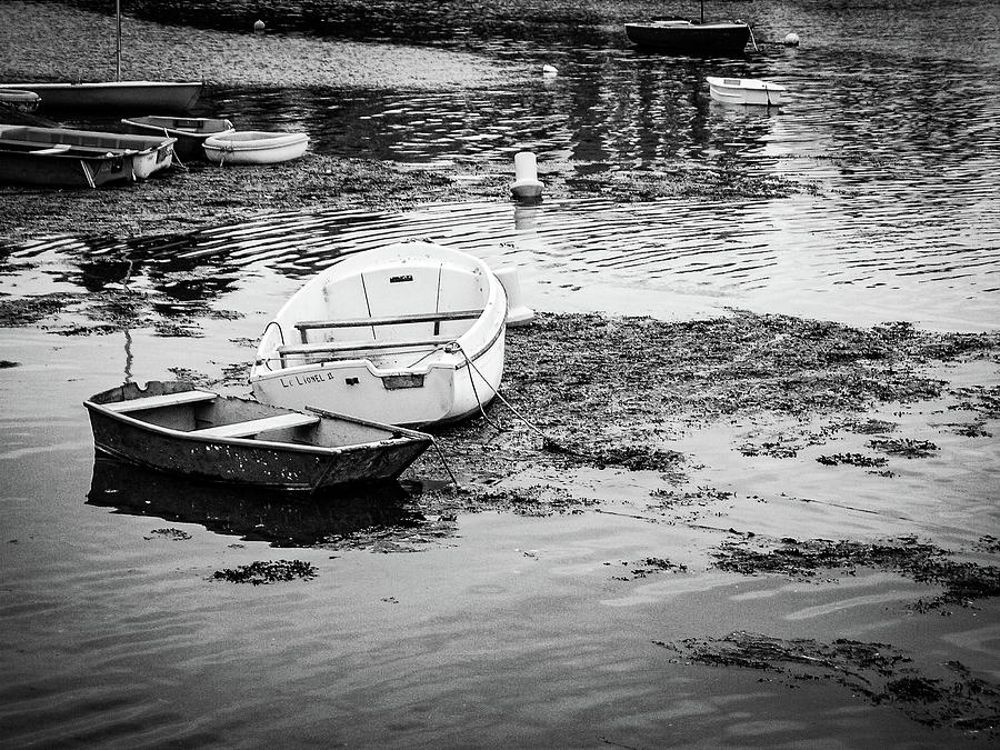 Boats in black and white Photograph by Jim Feldman