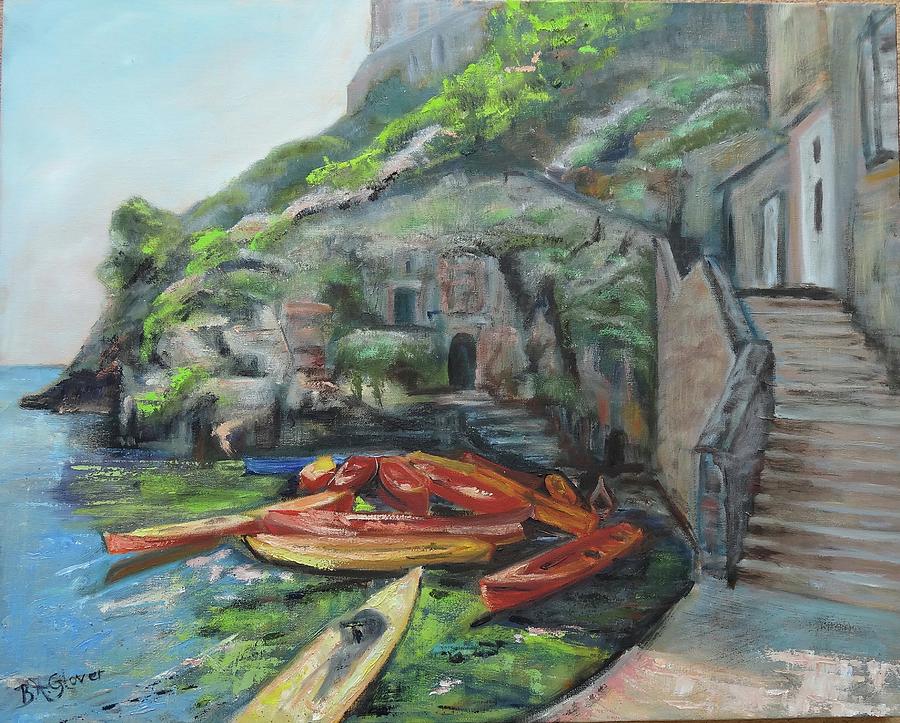 Boats in Dubrovnik  Painting by Barbara Hammett Glover
