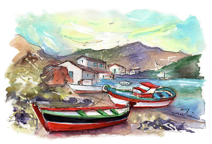 Boats In Ezaro In Galicia 04 Painting by Miki De Goodaboom
