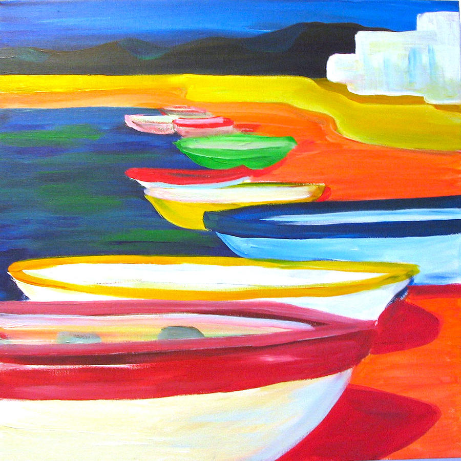 Boats in La Paz Painting by Kelly Simpson Hagen
