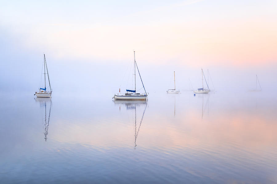 Boats in mist Photograph by Joe Daniel Price