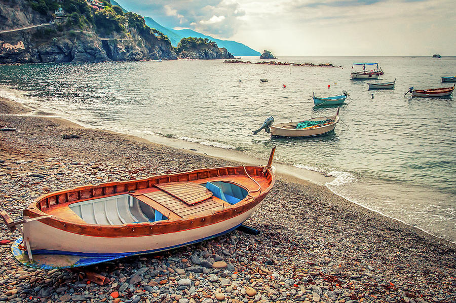 Boats in Monterosso Italy Photograph by Joseph S Giacalone