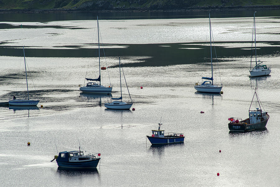 Boats in Portree bay before dawn Photograph by Dubi Roman