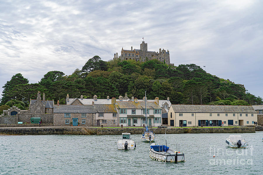 Boats in the Harbor St Michaels Mount Cornwall England Photograph by Wayne Moran