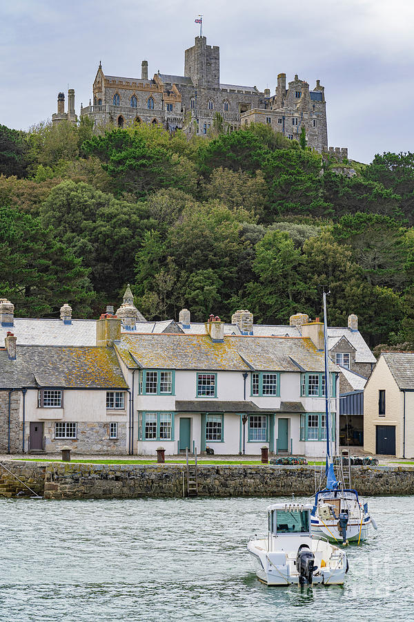 Boats in the Harbor Vertical St Michaels Mount Cornwall England Photograph by Wayne Moran