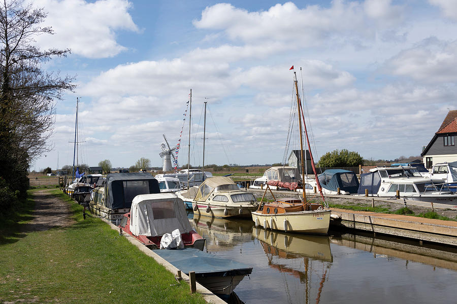 Boats moored at Thurne Photograph by Steev Stamford