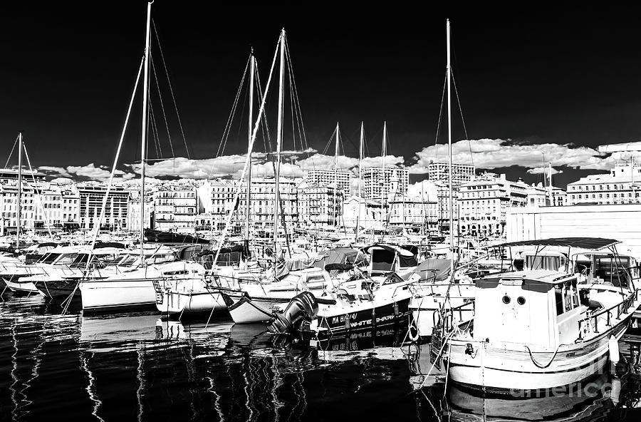 Boats of all Types Infrared in Marseille Photograph by John Rizzuto