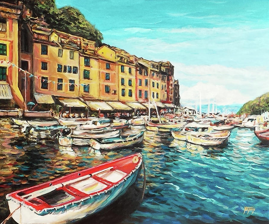 Boat Painting - Boats of Portofino by Nathan Lewis