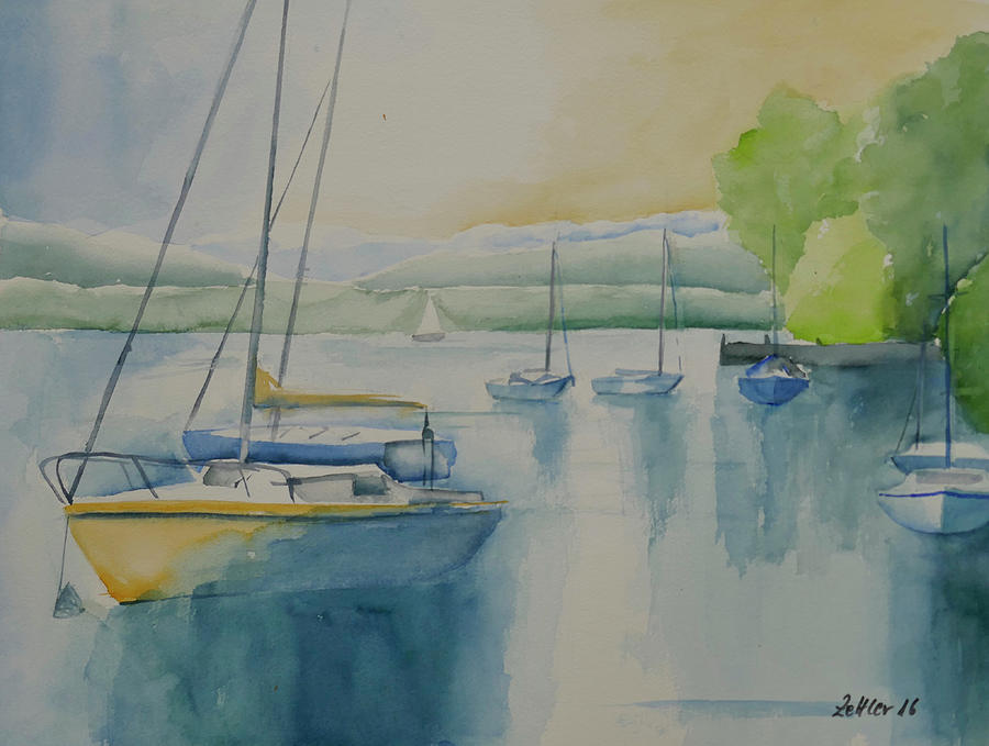 Boat Painting - Summertime Blues by Johanna Zettler