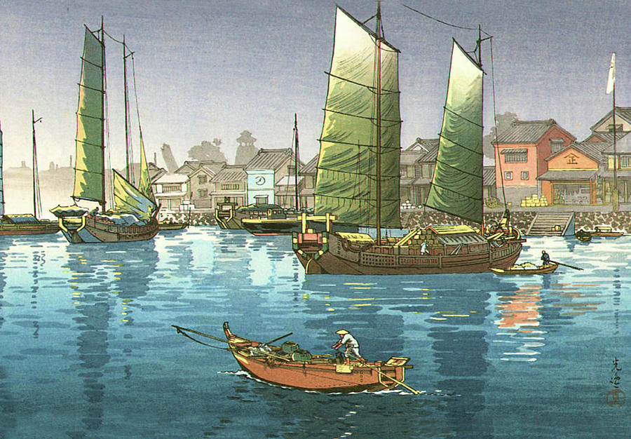 Boats on Akashi Bay Digital Art by Long Shot