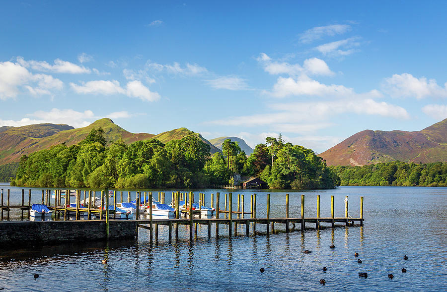 Boats On Derwent Water In Lake District Photograph
