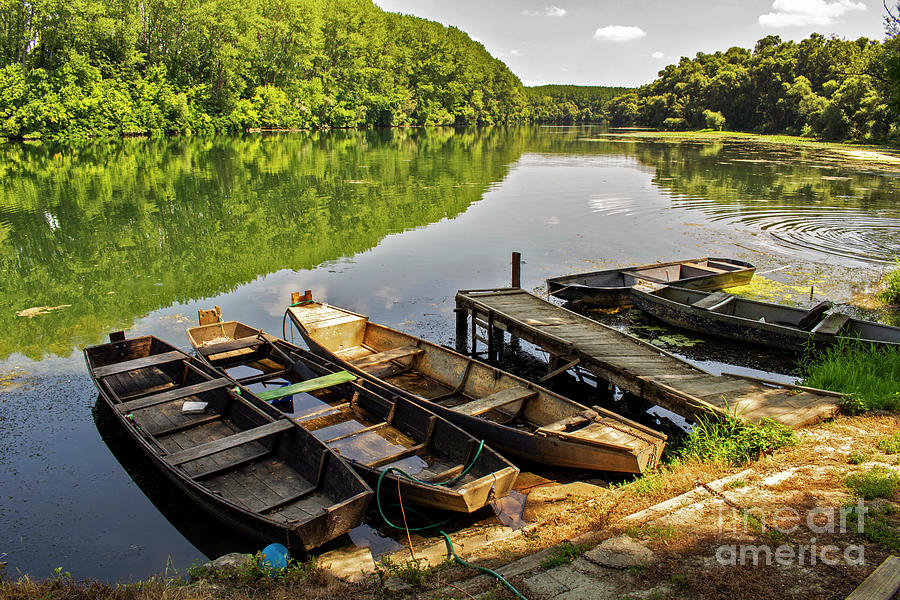 Boats On Kupa River Photograph by Nina Ficur Feenan