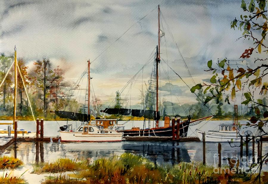 Boats on the Fraser Painting by Sonia Mocnik