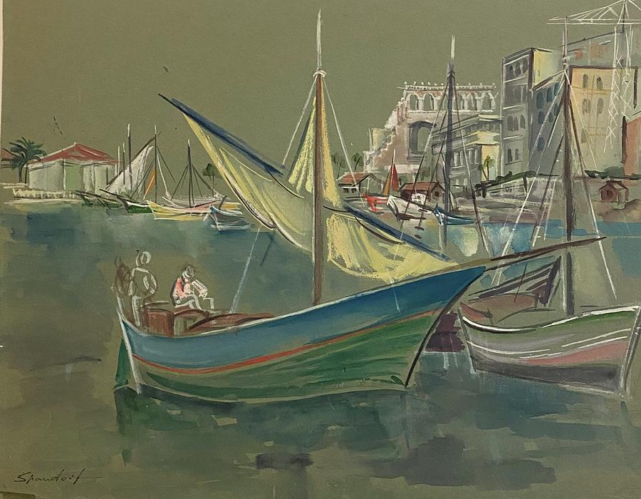 Boats Palermo, Italy  Painting by Lily Spandorf