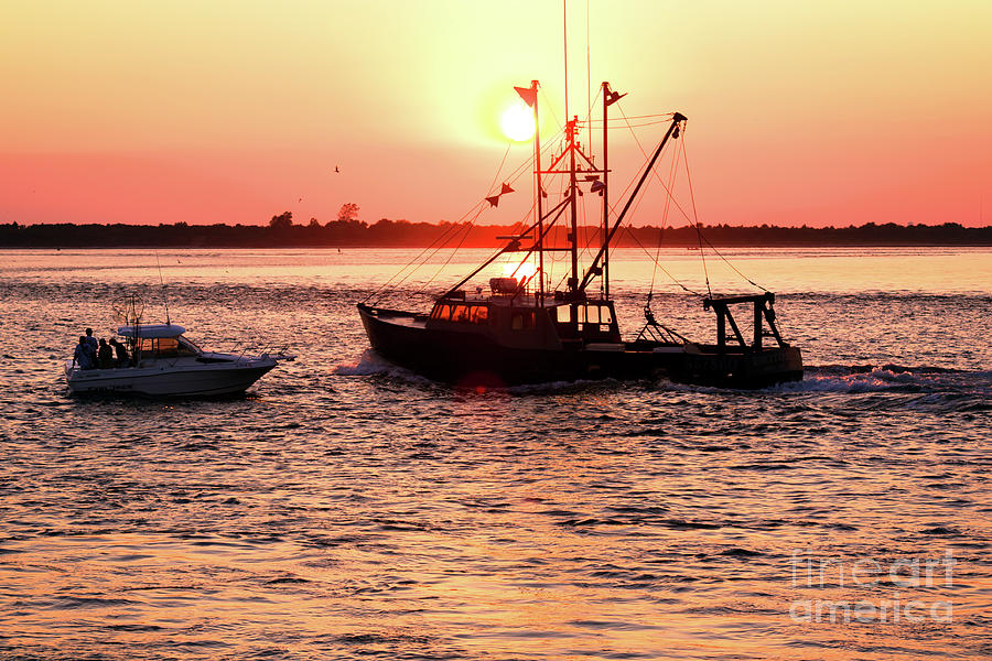 Boats Passing in the Night at Long Beach Island Photograph by John Rizzuto