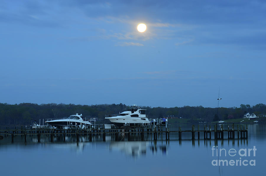 Boats Under The Full Moon Photograph by Aicy Karbstein