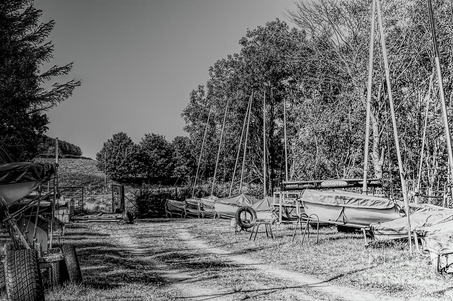 Boatyard - Dove Stone - Monochrome Photograph by Pics By Tony