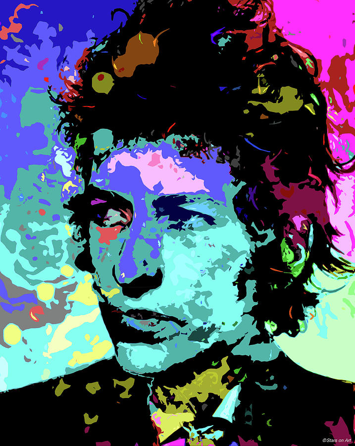 Music Digital Art - Bob Dylan -2 psychedelic portrait by Movie World Posters