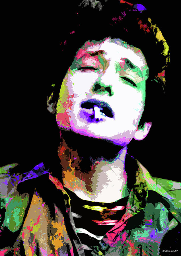 Music Digital Art - Bob Dylan - 4 psychedelic portrait by Movie World Posters