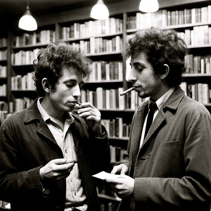 Bob Dylan and Brother David Zimmerman at the Black Letter book store ...