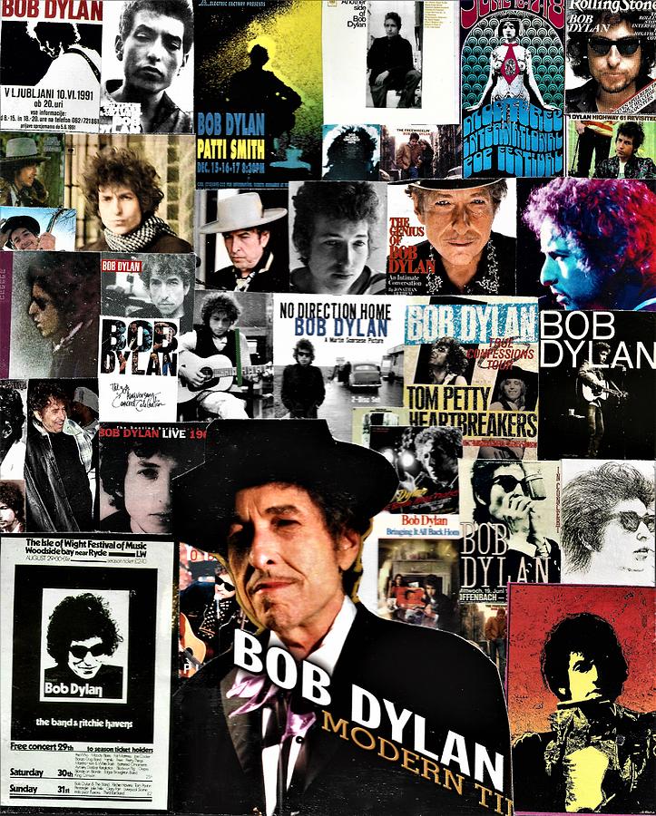 Collage Painting - Bob Dylan Collage 2 by Doug Siegel