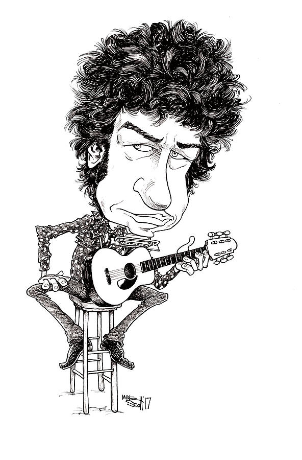 Bob Dylan Drawing by Mike Scott