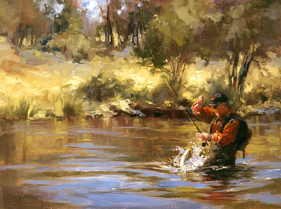 Bob Fishing in Russia Painting by Susan Blackwood