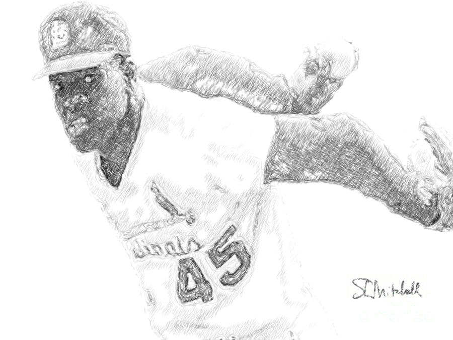 Bob Gibson Drawing by Stephen Mitchell