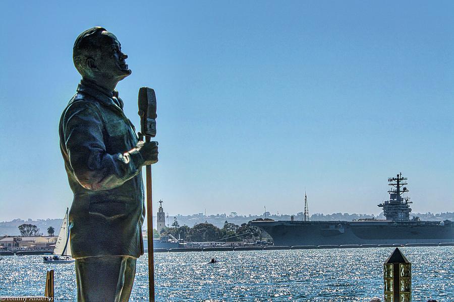 Bob Hope USO Memorial overlooking the USS Ronald Reagan Digital Art by Tommy Anderson