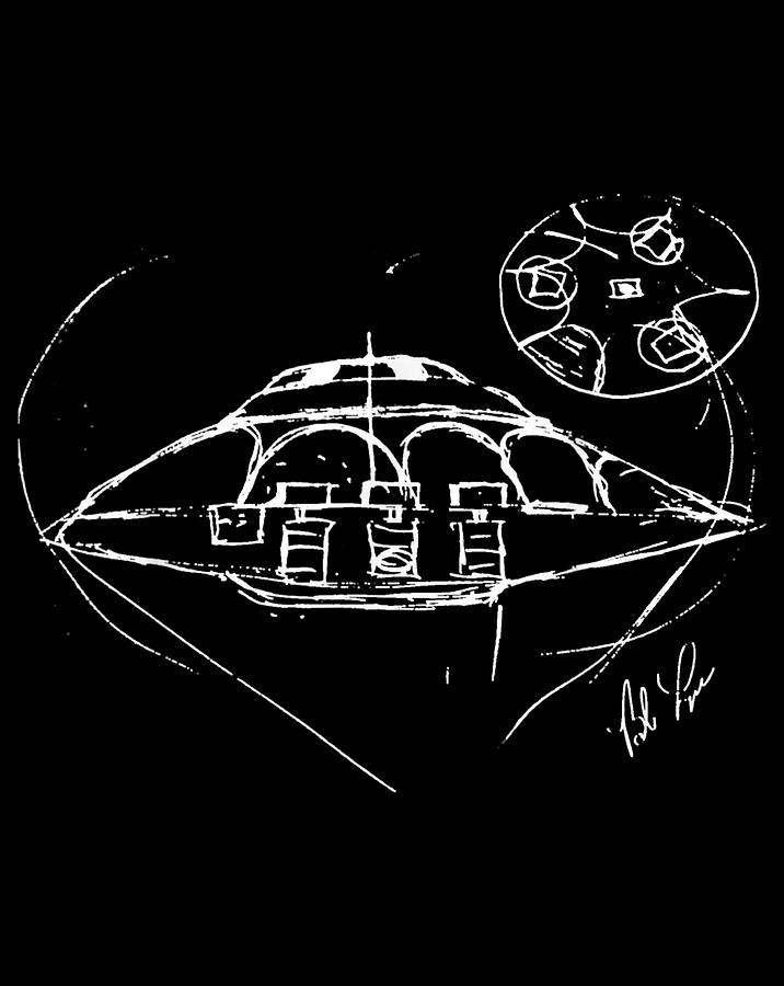 Bob Lazar UAP UFO sketch Area 51 S 4 Digital Art by Andy Nguyen