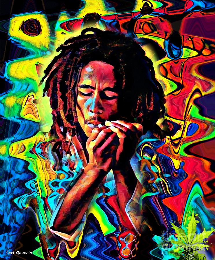 Bob Marley Abstract art Mixed Media by Carl Gouveia