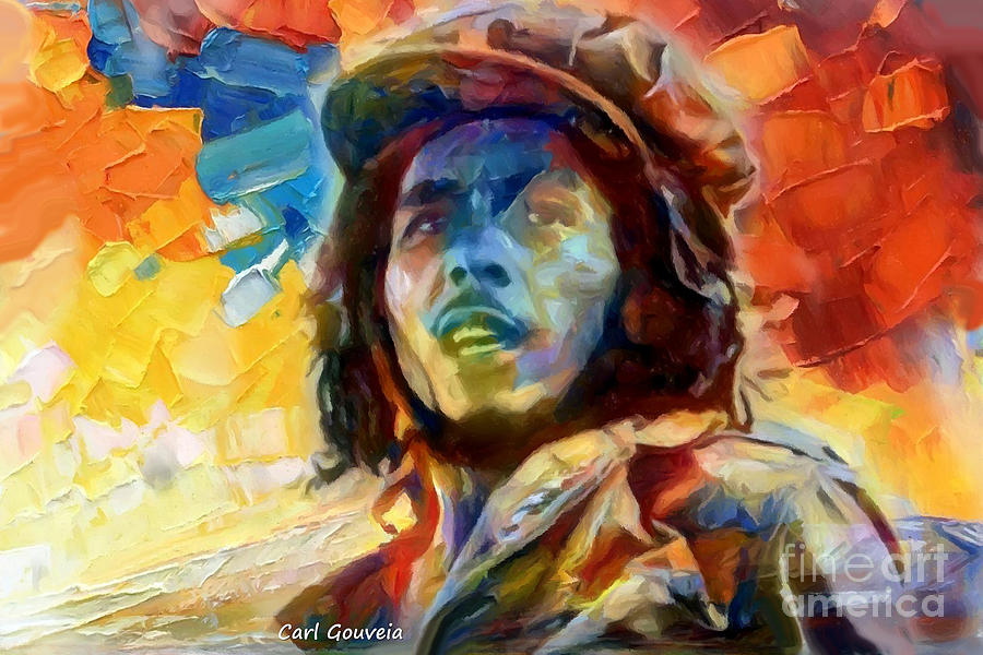 Bob Marley Abstract  Mixed Media by Carl Gouveia